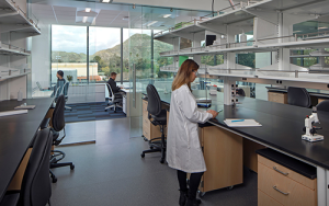 UC Riverside student in wet lab incubator