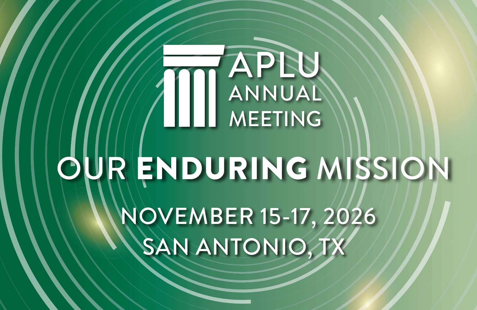A green and white slider for the APLU Annual Meeting.