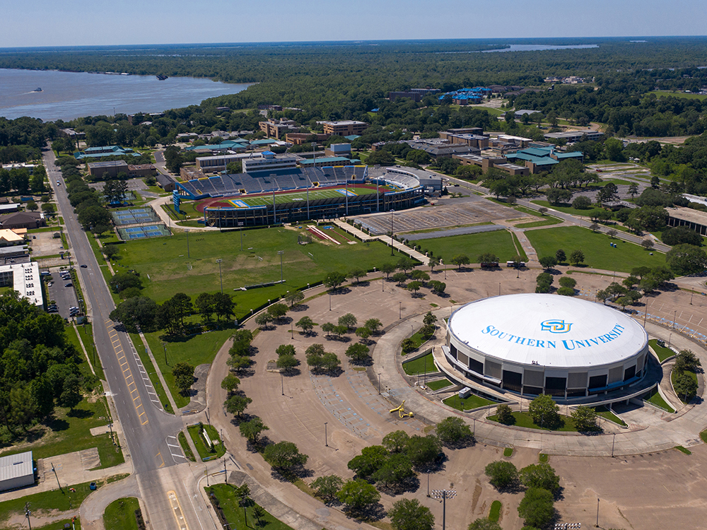 An aerial photo of Southern University System's campus.