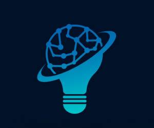AI Icon merging  brain and lightbulb