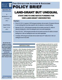 Land-Grant but Unequal: State One-to-One Match Funding for 1890 Land-Grant Universities